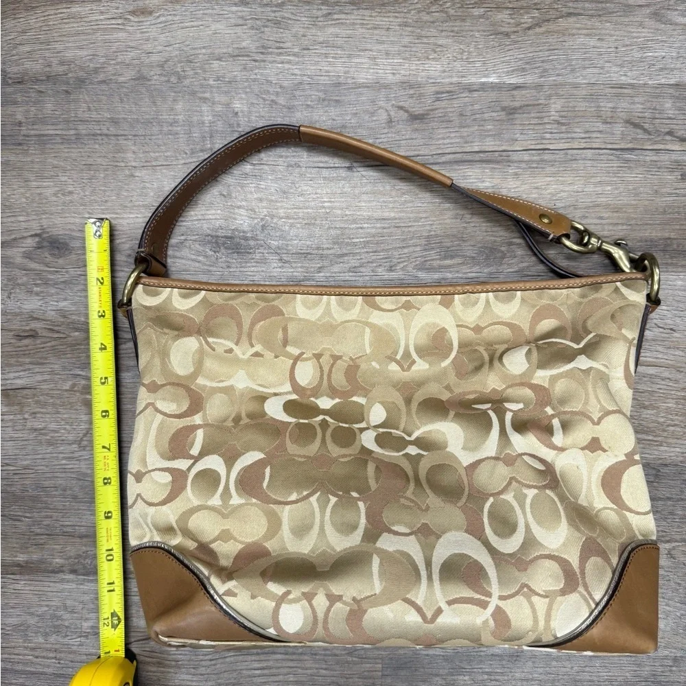 Coach Tan and Brown Signature Monogram Vintage Shoulder Bag